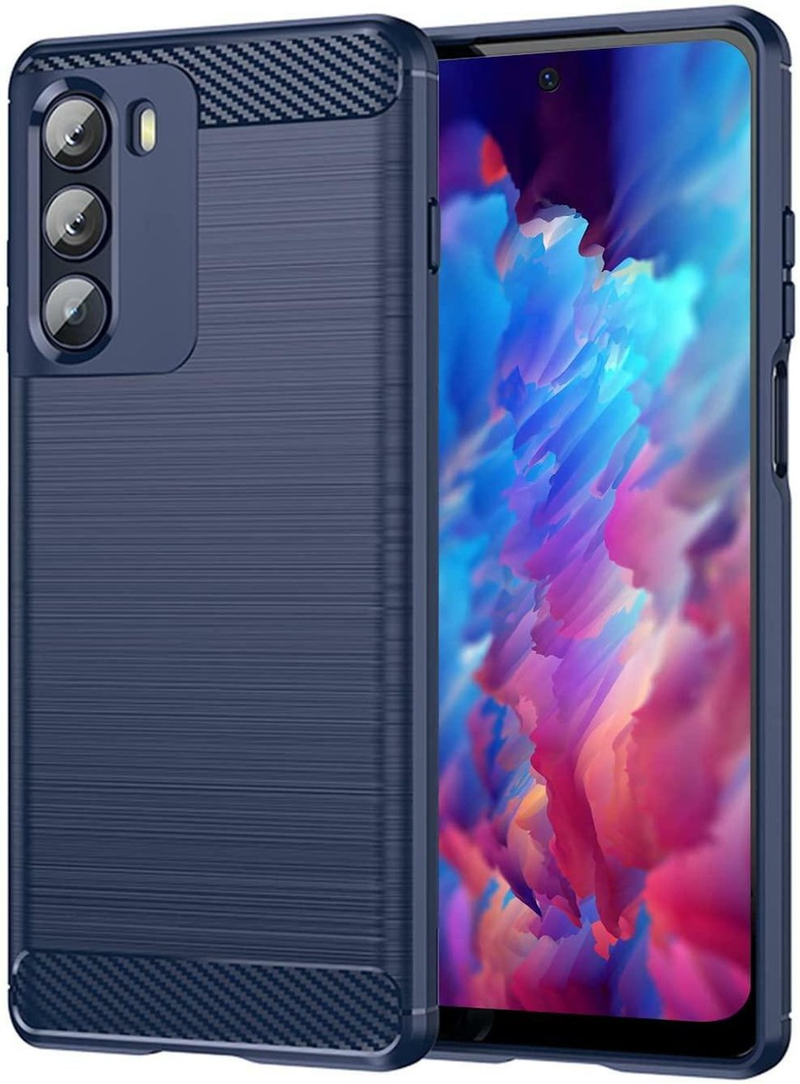 Pixfab Custodia Per Motorola Moto G200 5G: Cover In Silicone Con Fibra Di Carbonio + Vetro Temperato Incluso