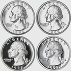 1992 P D S S Washington Quarters Silver & Clad Proof & BU 4 Coin  Set