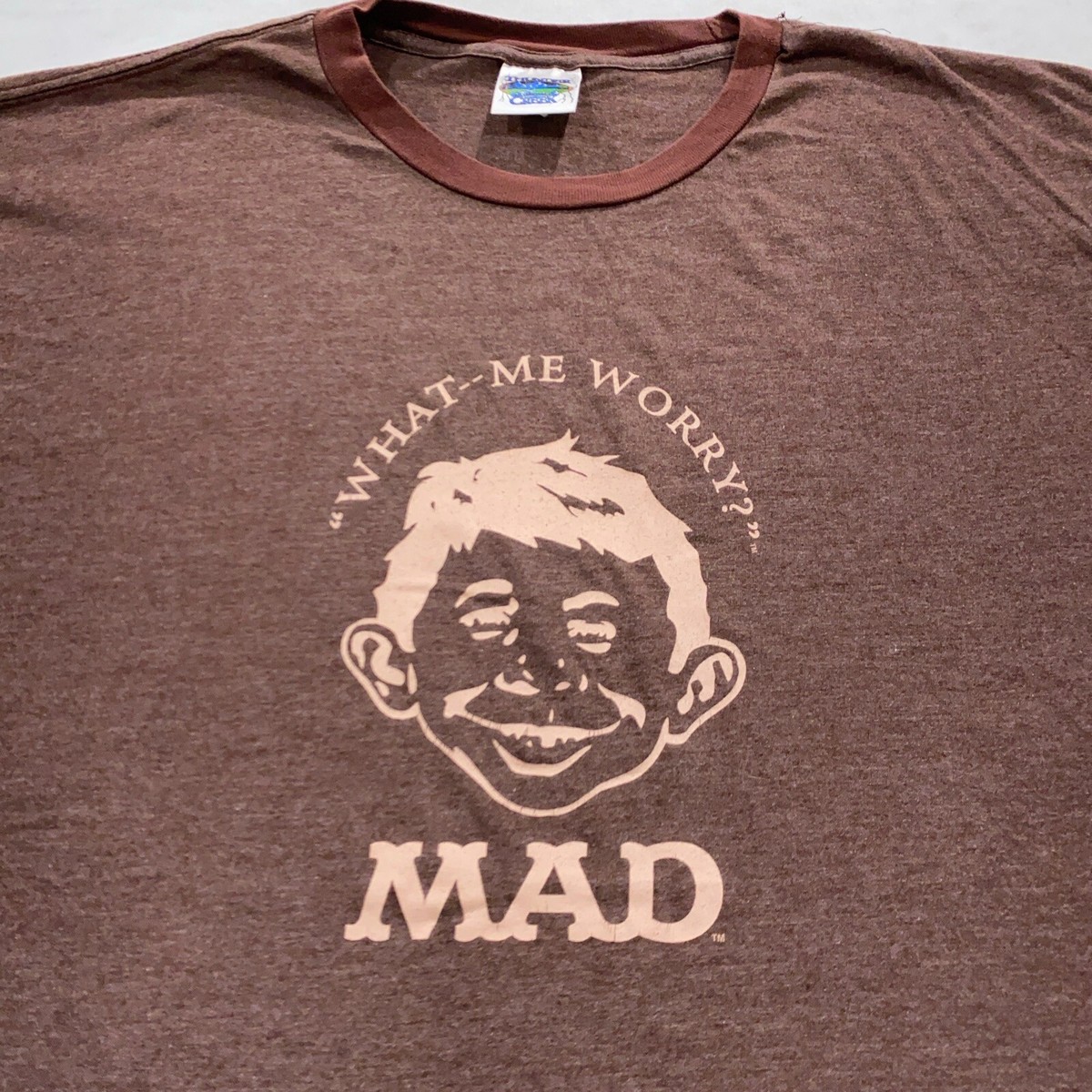 vtg 90s MAD MAGAZINE - WHAT ME WORRY? RINGER T-Shirt XL alfred e
