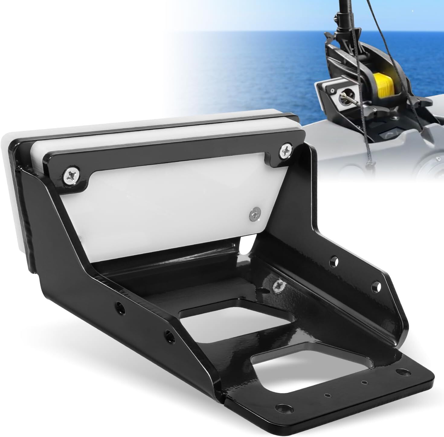 Black Transom Trolling Motor Mount 3HP Max Thrust for Kayak for Flat Stern Boats