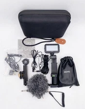 Movo Smartphone Video Kit V1 Vlogging Kit with Grip Rig, Shotgun Microphone, LED