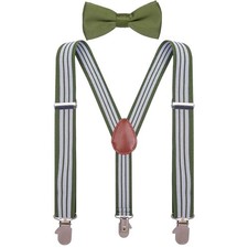 Suspenders  Bow NIP Green  White Tie Set 24  9Mos-2T