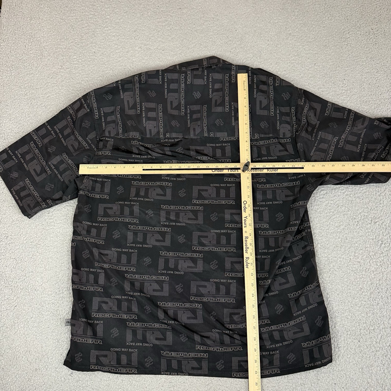 Vintage Rocawear Shirt Adult XL Black AOP Logo Button Up Retro Y2K Rare Dazzle image 6