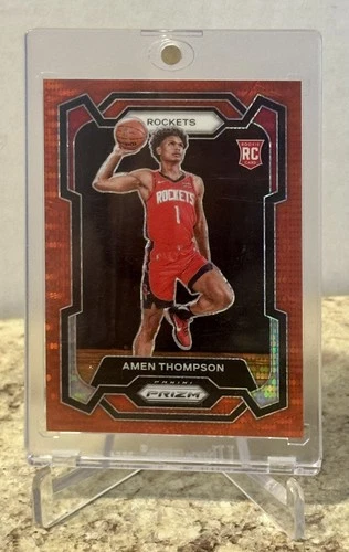 2023-24 Panini Prizm Amen Thompson Rookie Red Pulsar #’d /299 Rockets RC