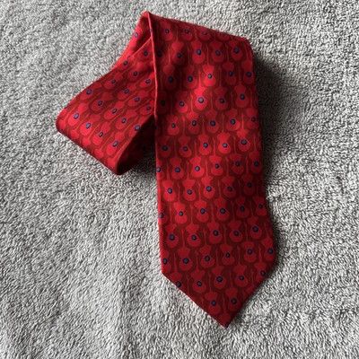 GUCCI Tie Red Blue Guitars Abstract Silk Italy Formal Designer