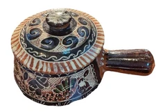 Handmade Tonala Pottery From Jalisco Mexico & a Vtg Mexican Art Terracotta Dish.