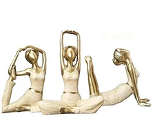 Vintage Brass Gold Yoga Figurines - Set of 3 Namaste Zen Decor Collectible Yoga