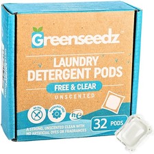Laundry Detergent Pods Free  Clear, Unscented, 32 Count, Eco Friendly, Biode...