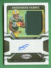 MATTHEW GOLDEN 2025 CERTIFIED FOOTBALL FRESHMAN FABRIC AUTO /499 GB PACKERS