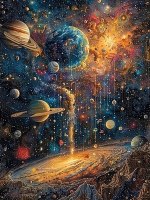 5D Space Scenery Diamond Art Kits for Adults,Full Round Drill Diamond Paintin...