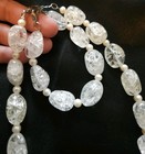 Vintage Necklace Clear Cracked Natural Crystal Quartz W Pearl 18-19” & Bracelet  — photo 2