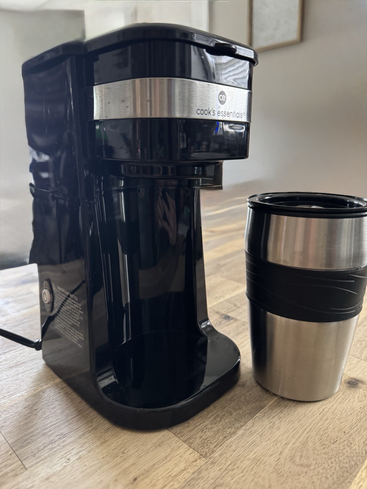 Cooks Essential Single Serve Coffee Pot Black And Silver With Tumbler