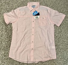 NWT Men's Izod Saltwater Peony Pink Short Button Down Sleeve Shirt Size L