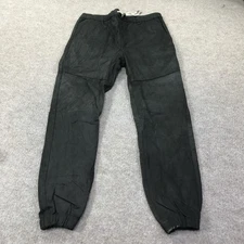 Zanerobe Pants Mens 36 Black Sureshot Leather Jogger Drawstring Zip Pockets