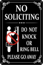 No Soliciting Sign for House Front Door, 8 X 12 Inches -Aluminum- Go Away Sign D