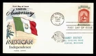 DR WHO 1960 FDC MEXICO INDEPENDENCE ANIV FLUEGEL CACHET M80024