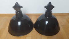 Emaille Lampe DDR Fabriklampen Industriedesign Werkstattlampe 2 Stück LBL