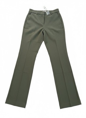 Express Women's Solid Green Flat Front Bootcut Mid Rise Dress Pants Size 2R