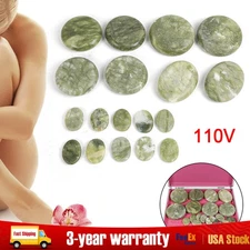 16Pcs Hot Massage Stones Kit Natural Jade Heated Warmer SPA Heating Rock Therapy