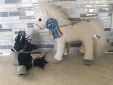 AURORA BREYER BRIDLE BUDDIES BLACK HORSE WHITE PRIZE PLUSH HORSE