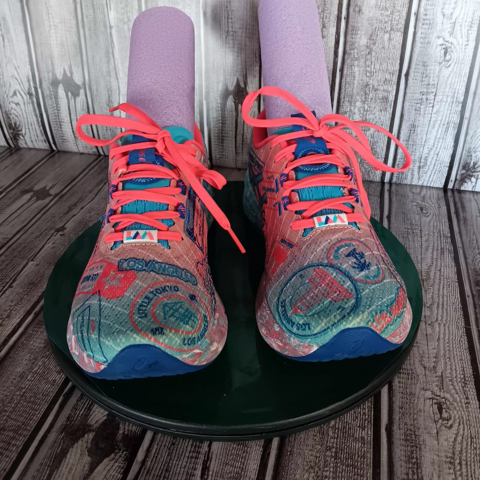 Size 9 Women's Asics NooSA Tri 16 Los Angeles Marathon Pastal Pink And Blue thumbnail 2