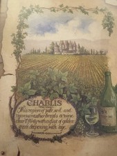 Vintage Framed Picture Vineyard Chablis Region