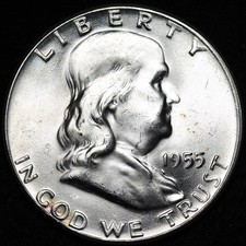 1955 Franklin Silver Half Dollar BU *UNCIRCULATED* MS FBL BUGS BUNNY E348 RUANM