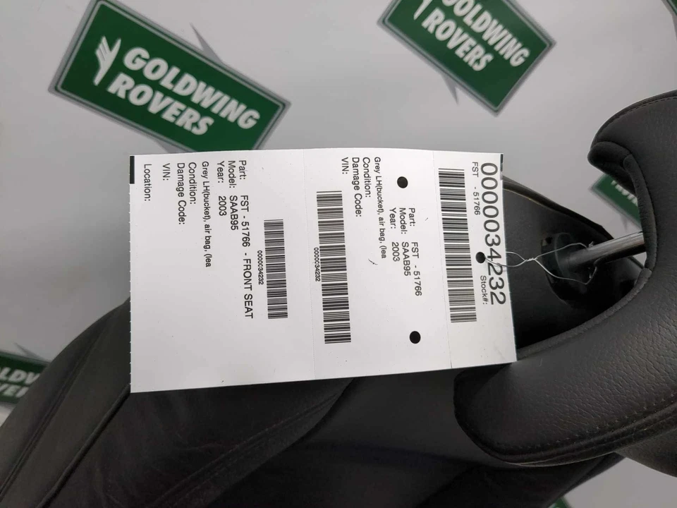 99-09 Saab 9-5 Front Seat Drivers Aero Bucket Seat Grey W/Memory - Image 3 of 4