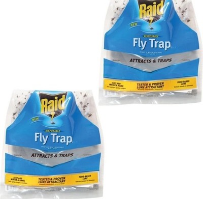 2 Pack Raid Fly Bag, Outdoor Fly Trap, Attracts and Traps Flies