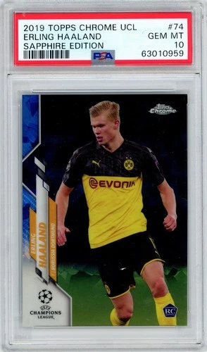 2019 Topps Chrome UCL ERLING HAALAND #74 RC Rookie Sapphire Edition PSA 10 M750