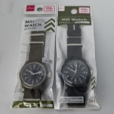 Daiso Mili Watch Olive Green and Black Set of 2 NEW Free Shipping from Japan