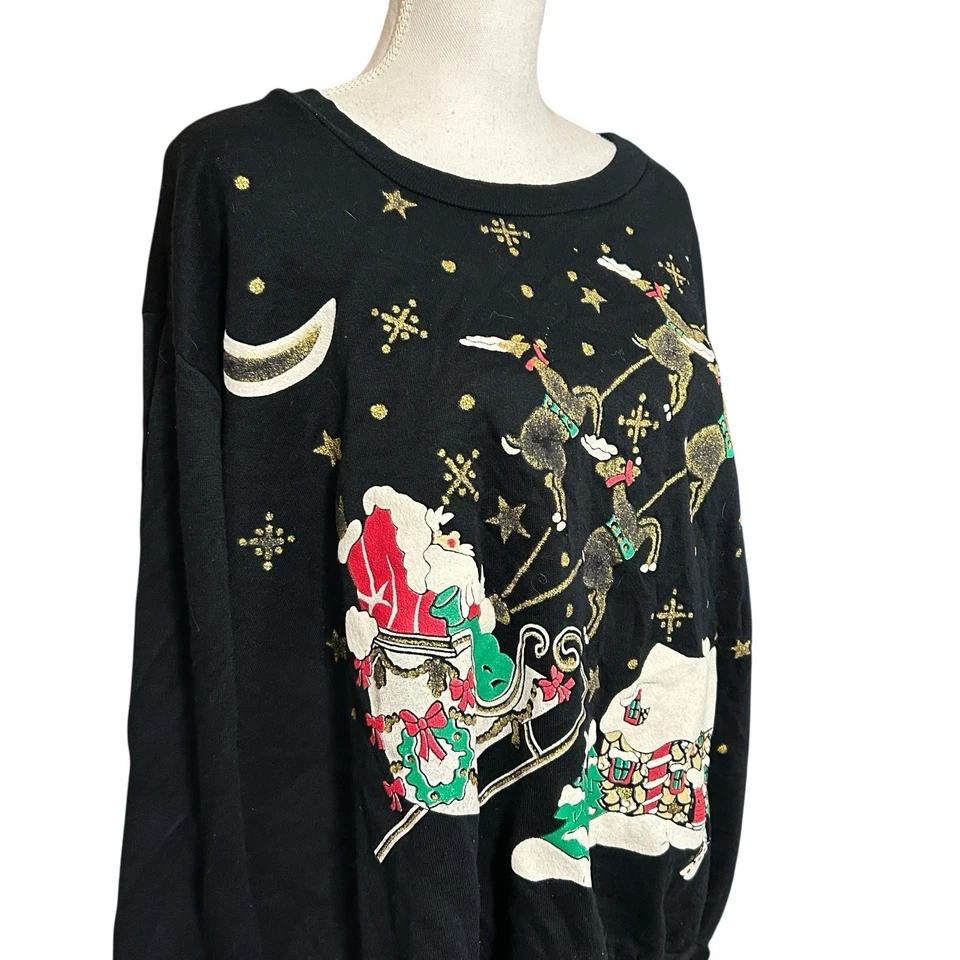 Vintage 90s Blair Christmas Sweatshirt Womens Size XL  Santa Retro Holiday - Image 2 of 4