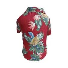 Pet Tropical Hawaiian Dog Short Sleeve Beach Pineapple Shirt Clothes Sz M Red
