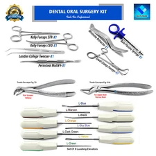 Dental Oral Surgery Kit Dental Extracting Tooth Forceps, Elevators Syringe