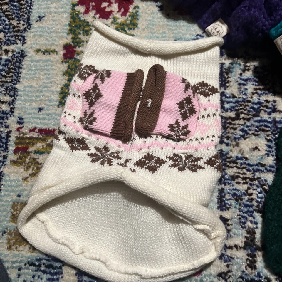 Oscar Newman dog  Sweater Beige Pink  Small Pompon Last One - Image 3 of 4