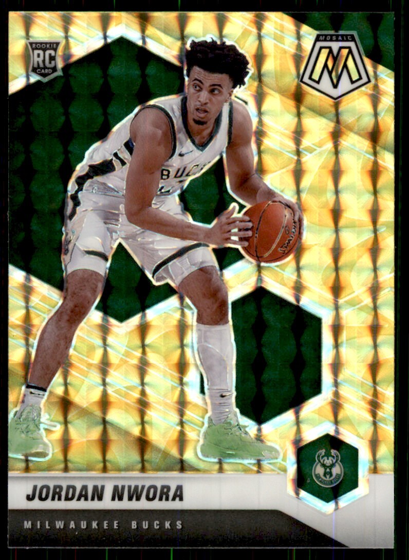 2020-21 Panini Mosaic Yellow Reactive Jordan Nwora RC Milwaukee Bucks #219