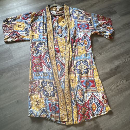 Haute Hippie Reversible Psychedelic Print Belted Long Kimono Duster Caftan M B82 - Picture 1 of 9