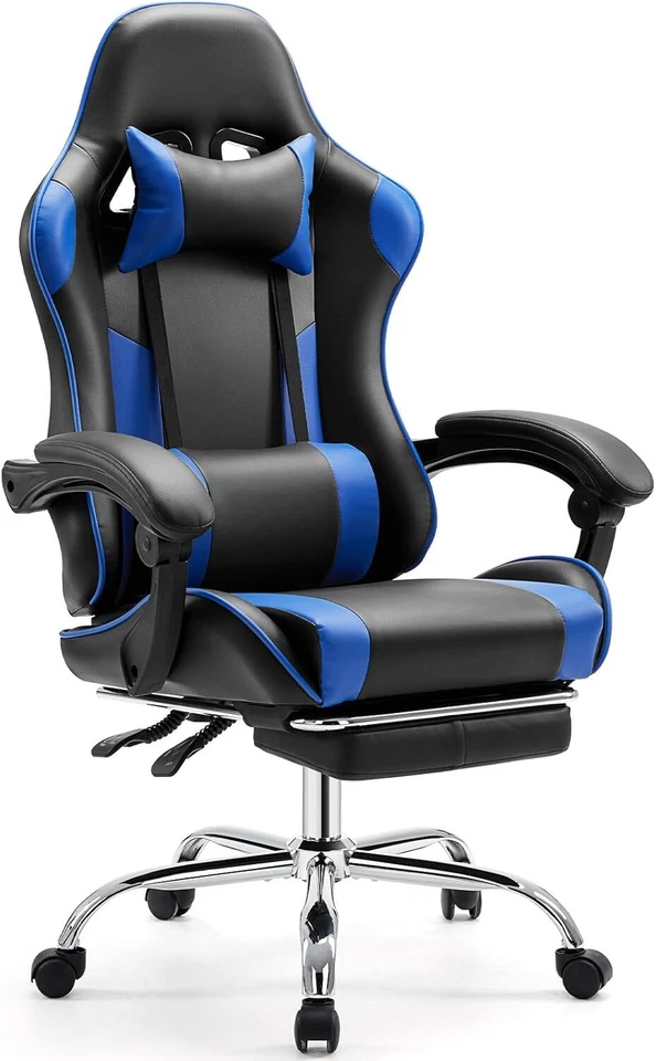 Silla Gaming Ergonómica Ergonómica Cuero - Ajustable, con Ruedas y Reposapiés Foto 2 de 4