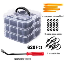 620Pcs Car Fastener Clips Plastic Rivets Retainer Bumper+ Push Pin Tools Kit