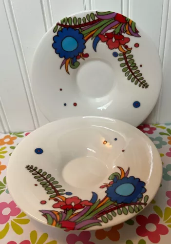 TWO VILLEROY & BOCH ACAPULCO CHRISTINE REUTERS NEW WAVE RETRO POP SAUCERS (2)