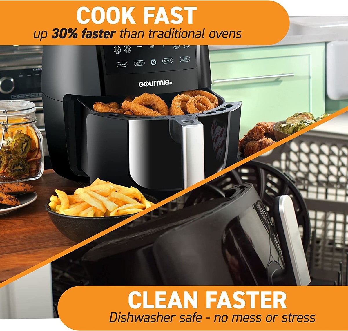 Gourmia 6-Qt Digital Air Fryer with Guided Cooking, Black GAF686