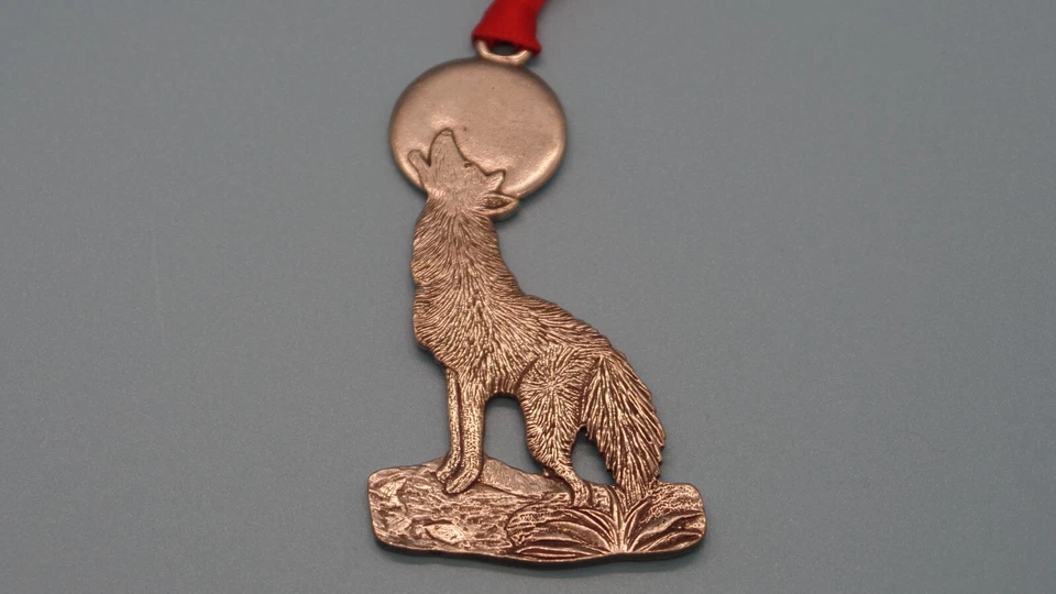 Волк воет олова подвеска полная луна помеченный HM 2-стороннее ожерелье украшение - Изображение 4 из 4