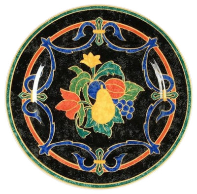 3 appetizer PLATES, VICTORIA BEALE Napoli 9030, black blue PEAR fruit flowers
