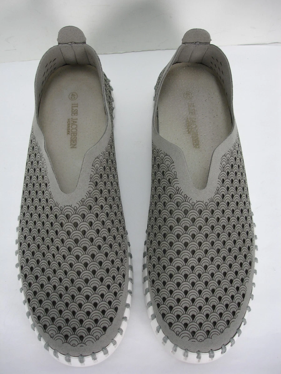 Gray perforated slip on sneakers clearance