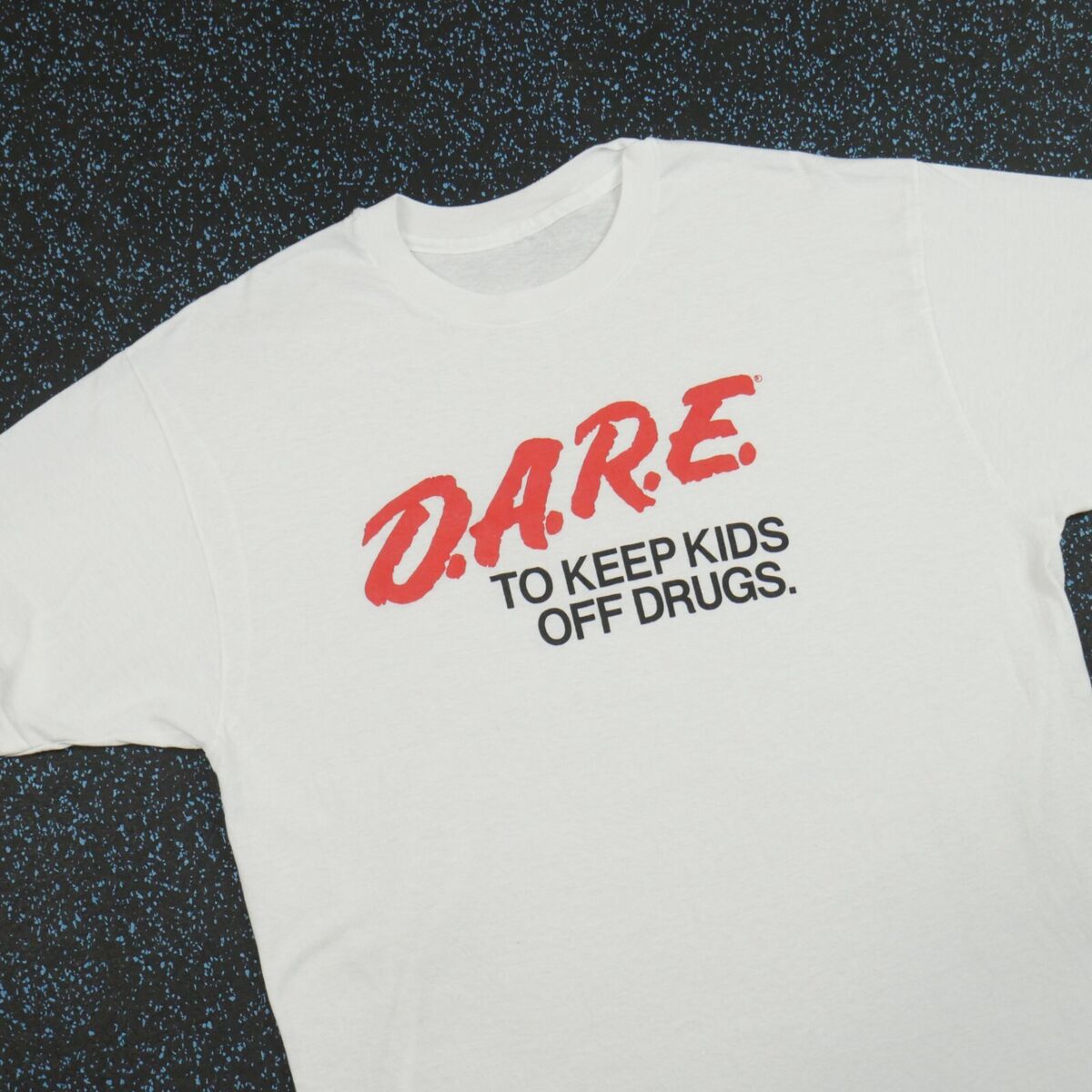 Vintage 80s D.A.R.E. T-Shirt Dare To Keep Kids Off Drugs Single Stitch  White XL