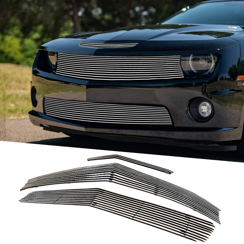 2010-2013 Chevy Camaro SS V8 Polished Silver Billet Grill Insert 3-Piece Set