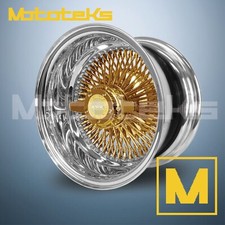 20x8 Luxor Wire Wheels 100 Straight Rev Rim 24k Center Gold Single 1 Pc Set