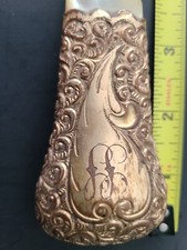 Antique Vintage Parasol Umbrella "Gold"  Mother of Pearl Handle