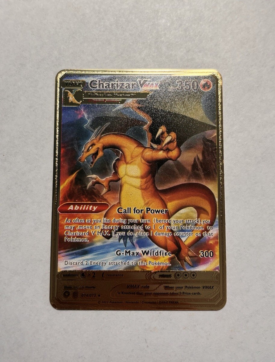G-Max Wildfire Charizard VMAX - Gold Metal Display Card HP330 074