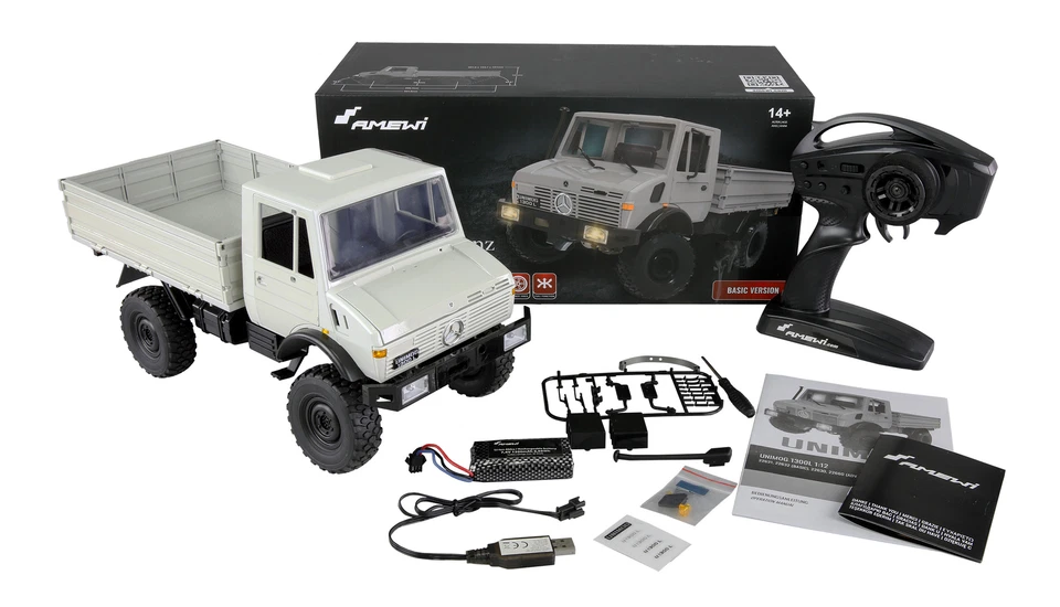 Amewi RC Mercedes Benz Unimog Basic 4WD 1:12 RTR hellgrau - Bild 2 von 4